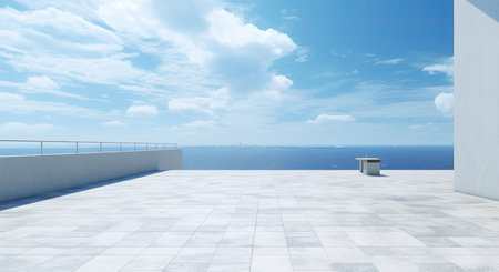 Concrete floor and sea viewの素材
