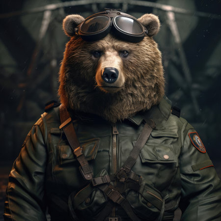 Bear in military uniformの素材