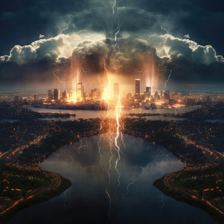 Transmission of energy by air within the cityの素材