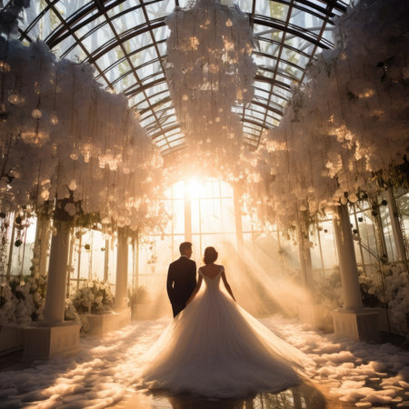 The bride and groom at the perfect weddingの素材