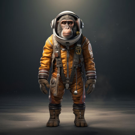 Monkey in space suit in spaceの素材