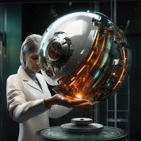 A man treats a robotの素材