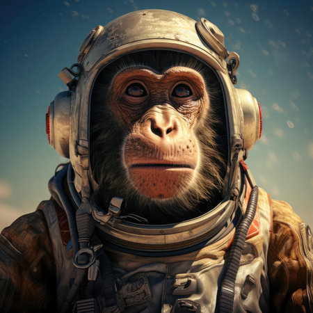 Monkey in space suit in spaceの素材