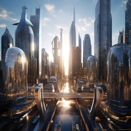 A group of skyscrapers of the futureの素材