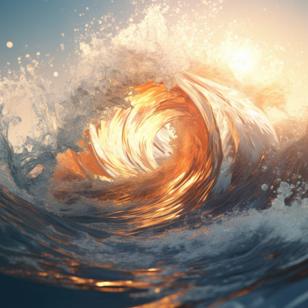 A wave twisted in a circle. Water and Lightの素材