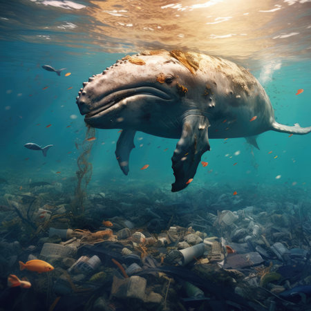 Fish in garbage in the oceanの素材