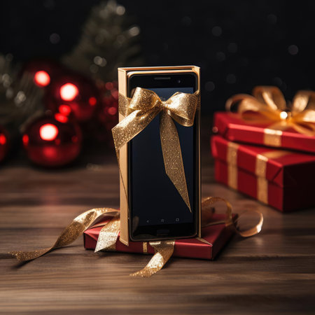 Smartphone as a gift for the New Yearの素材
