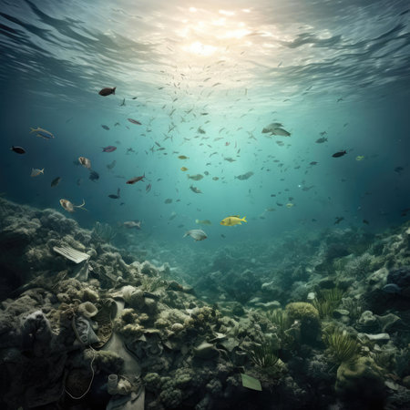Fish in garbage in the oceanの素材