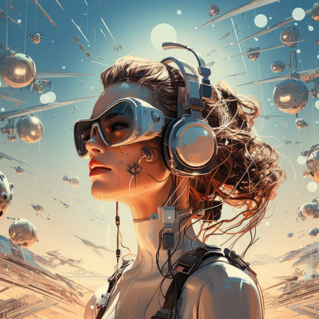 Girl in virtual reality glassesの素材