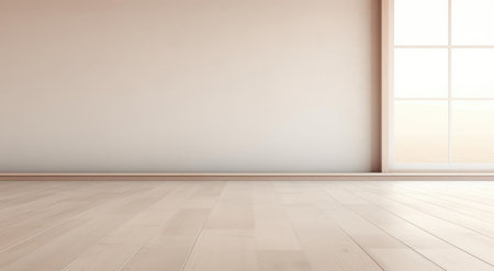 The interior of a room with a blank wall. Wooden floorの素材