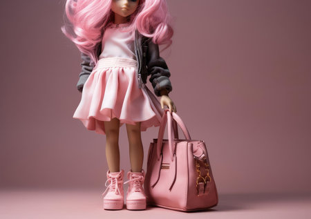 The doll is holding a handbagの素材