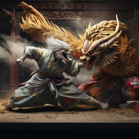 A man fights a dragonの素材