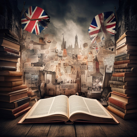 Books and the British flagの素材