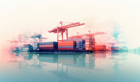 Sea port of loading and unloadingの素材