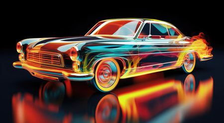A modern car in the style of energy linesの素材
