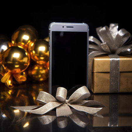 Smartphone as a gift for the New Yearの素材