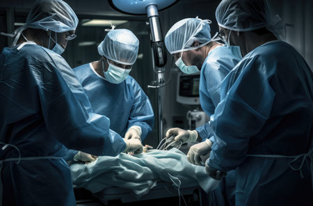 Doctors perform surgeryの素材