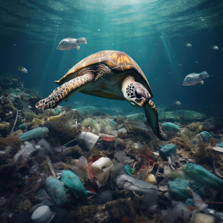 Fish in garbage in the oceanの素材