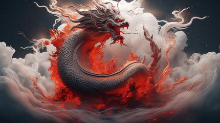 Dragon of Chinese style. Beautiful backgroundの素材