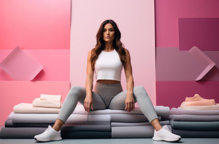 Young beautiful slim girl playing sportsの素材