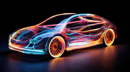 A modern car in the style of energy linesの素材
