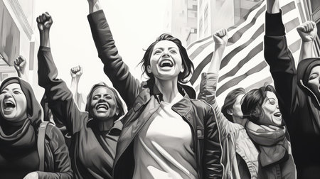 Women at the rallyの素材