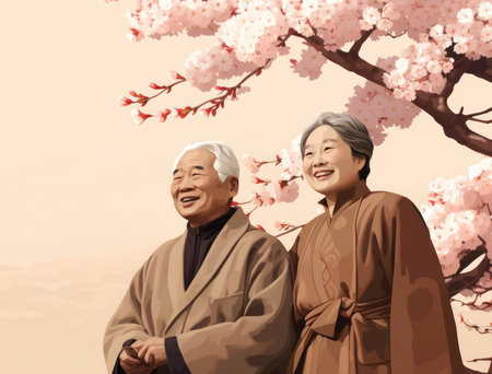 Elderly Japanese coupleの素材