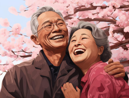 Elderly Japanese coupleの素材