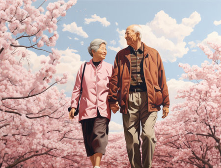 Elderly Japanese coupleの素材