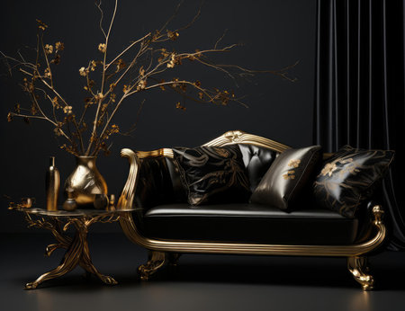 Beautiful sofa and golden woodの素材
