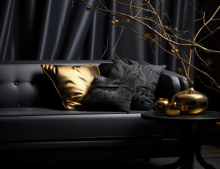 Beautiful sofa and golden woodの素材