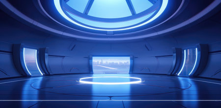 Futuristic round showroomの素材