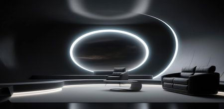 Futuristic round showroomの素材