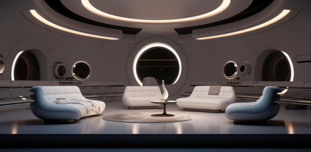 Futuristic round showroomの素材