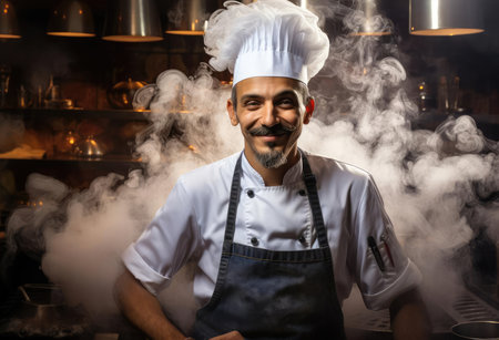 Portrait of a laughing chefの素材