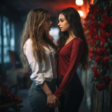 Two young women who love each otherの素材