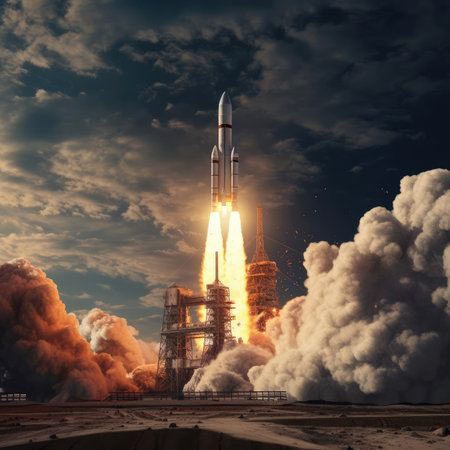 Launch of a large space rocketの素材