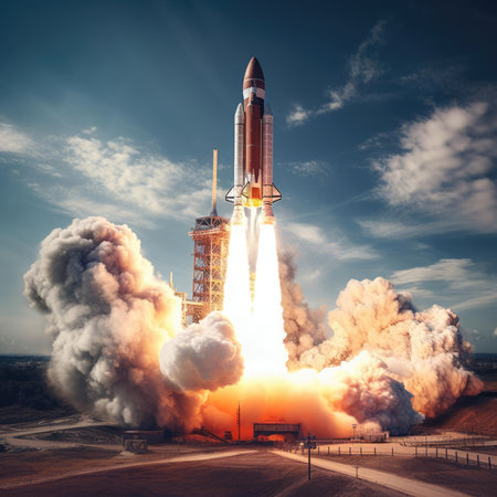 Launch of a large space rocketの素材