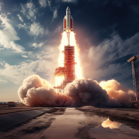 Launch of a large space rocketの素材