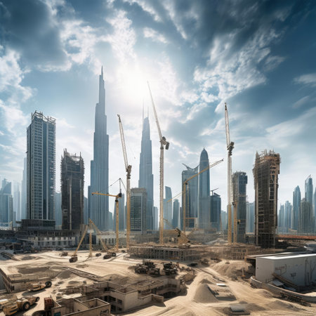 A group of skyscrapers under constructionの素材