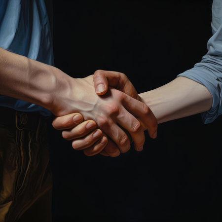 Handshake of two young menの素材