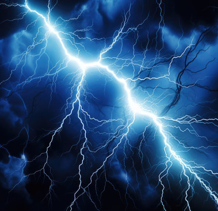 Lightning on a dark backgroundの素材