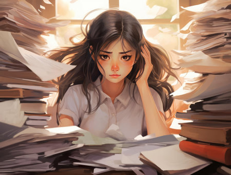 A young girl, an office workerの素材