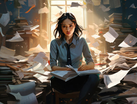 A young girl, an office workerの素材