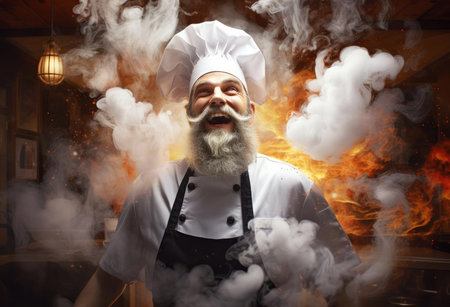 Portrait of a laughing chefの素材
