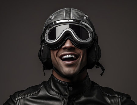Biker in a modern helmetの素材