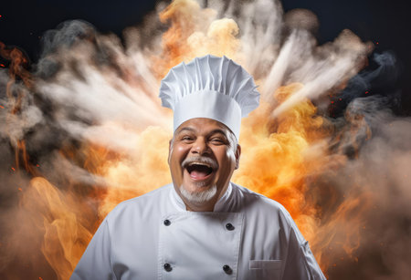 Portrait of a laughing chefの素材