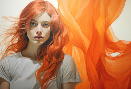 Beautiful woman with red hairの素材