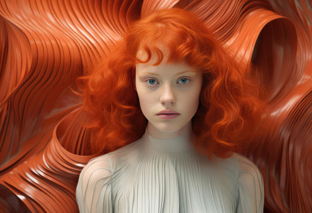 Beautiful woman with red hairの素材