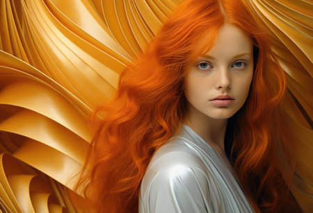 Beautiful woman with red hairの素材